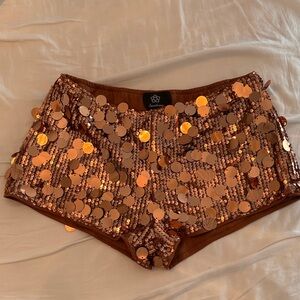 Simons Copper Sequin High Waist Shorts